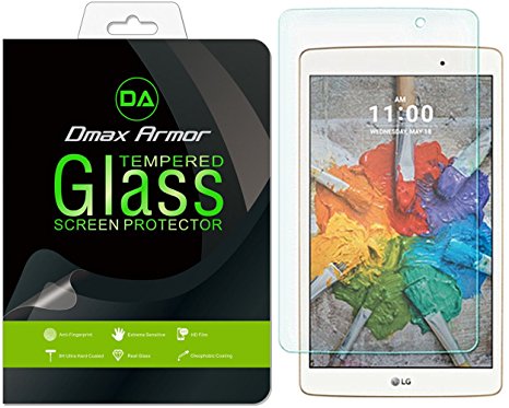 LG G PAD X 8.0 Screen Protector, Dmax Armor [Tempered Glass] 0.3mm 9H Hardness, Anti-Scratch, Anti-Fingerprint, Bubble Free, Ultra-clear