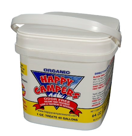Happy Campers Organic RV Holding Tank Treatment - large tub, 64 treatments for RV, Marine, Camping, Portable Toilets