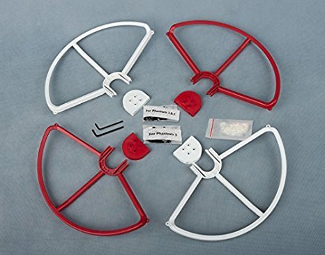 SummitLink Snap On/off Prop Guards 2x Red 2x White for DJI Phantom 1 2 3 Quick Connect Tool Free