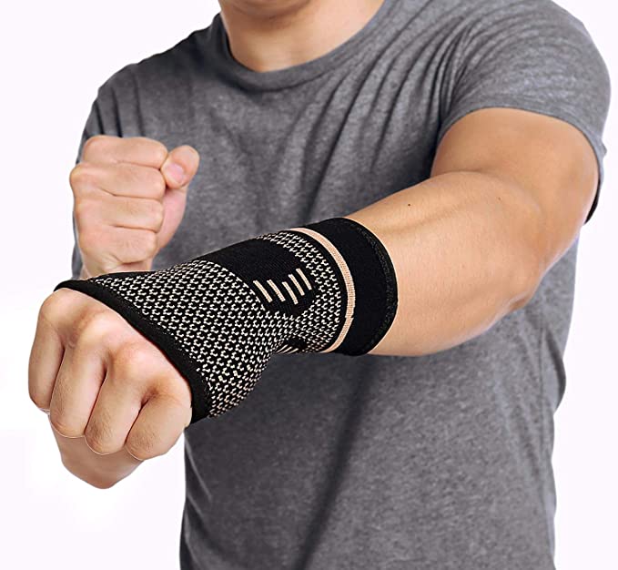 CFR Copper Wrist Support Compression Sleeves Guaranteed Braces for Carpal Tunnel, RSI, Cubital Tunnel, Tendonitis, Arthritis, Wrist Sprains Support & Recovery