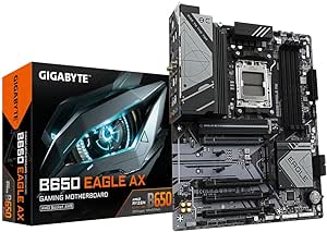 Gigabyte Scheda madre B650 EAGLE AX - Supporta CPU AMD Ryzen 7000, 12 2 2 fasi VRM digitale, fino a 7600 MHz DDR5 (OC), 1xPCIe 5.0   2xPCIe 4.0 M.2, Wi-Fi 6E 802.11ax, GbE LAN, USB 3.2 Gen2