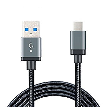 Nylon Braided USB Type C (USB-C) to USB 3.0 Type A Charging and Sync Cable for for Google PIxel XL, Moto Z, Samsung Galaxy A5, A7 (2017), LG V20, G5, HTC 10, ASUS ZenFone 3 and Type-C Phone (1M-Grey)