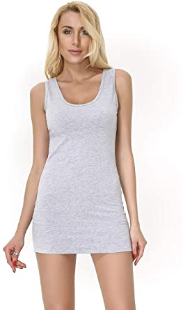  Moxeay Extra Long Tank Top for Women Stretch Cotton