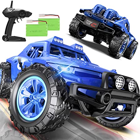 Remote Control Car, Uniway Scale RC Cars 4WD 30 KM/H 2.4 GHZ High Speed Racing Car for Boys and Girl 6-12 Gift, 35  Min Play, RC Trucks 4x4 Offroad with 2 Rechargeable Batteries-Blue