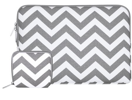 Mosiso Laptop Sleeve, Canvas Fabric Case Cover for 12.9 iPad Pro / 13.3 Inch Laptop / Notebook / MacBook Air / MacBook Pro with Small case for MacBook charger or Magic Mouse, Chevron Gray