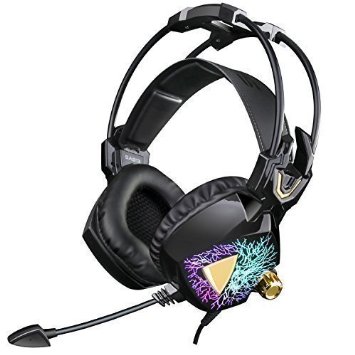 SADES SA913 Gaming Headset USB Stereo Surround Sound Over Ear Vibration Headphones with Microphone Multi-Color LED light for PC Laptop Computer(Black)