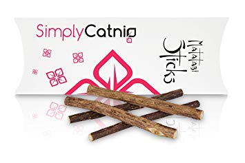 Simply Catnip Matatabi Silvervine Actinidia Dental Hygiene Chew Sticks For Cats 4 Sticks Per Pack
