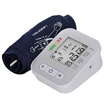 JSDOIN Upper Arm Blood Pressure Monitor with Large LCD Display,Digital Automatic Home Use Measure Blood Pressure and Heart Rate Pulse with Wide-Range Cuff,2 Users Memories