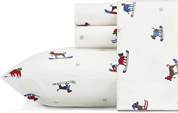 Eddie Bauer - Flannel Collection - 100% Premium Cotton Bedding Sheet Set, Pre-Shrunk & Brushed For Extra Softness, Comfort, and Cozy Feel, King, Ski Patrol