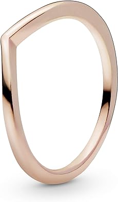 Pandora Polished Wishbone Ring - Minimalist Chevron Shape Ring - Stackable Rose Gold Ring for Women - 14k Rose Gold-Plated Rose