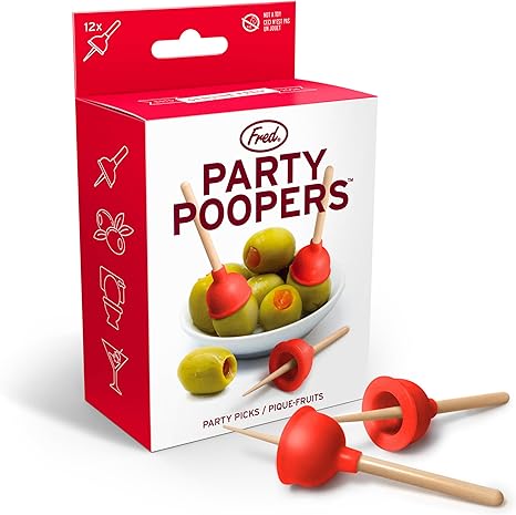 Genuine Fred PARTY POOPERS, Plunger Cocktail Picks, 12 Picks