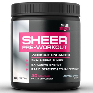 SHEER STRENGTH PRE WORKOUT - #1 Best Preworkout Supplement Powder - Cotton Candy - No Jitters/Crash - Science-Backed Formula For The Best, Most Satisfying Workouts Of Your Life - 272g(30 Servings