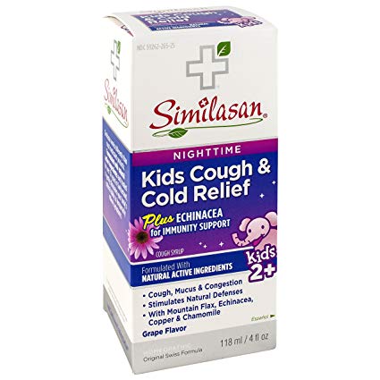 Similasan Kids Nighttime Cough & Cold Relief Plus Echinacea for Immunity Support 4 Ounce, for Cough and Cold Relief in Children Ages 2 and Up, Formulated with Natural Active Ingredients