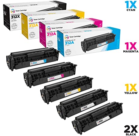 LD Compatible Toner Cartridge Replacements for HP 312A & HP 312X High Yield (2 Black, 1 Cyan, 1 Magenta, 1 Yellow, 5-Pack)