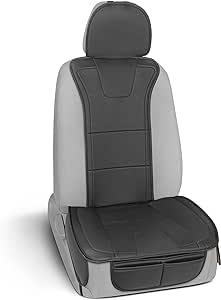 Motor Trend Faux Leather Seat Cover for Cars, 1 Piece – Premium Car Seat Cushion for Front Seat, Padded Car Seat Protector with Storage Pocket, Seat Cover for Cars Trucks SUV (Black)