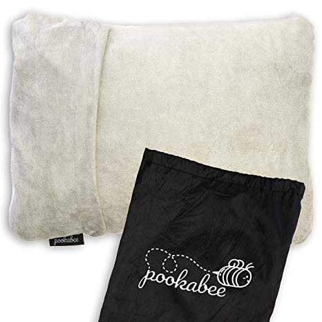 Pookabe Compressible Memory Foam Travel Pillow for Sleepovers, Camping, Backpacking and Travel | Ultra Light & Super Compact | Smooth Micro-Suede Removable Cover | Dimensions 13.5in x 10in