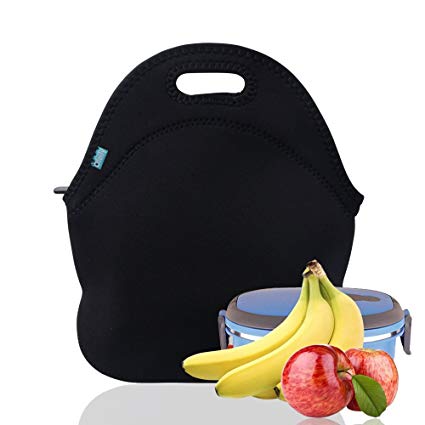 Lunch Tote, OFEILY Lunch boxes Lunch bags with Fine Neoprene Material Waterproof Picnic Lunch Bag Mom Bag (Black)