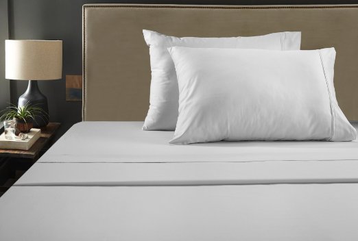 Luxury 100% Egyptian Cotton 530 Thread Count 4 Piece Sheet Set (Queen, White)