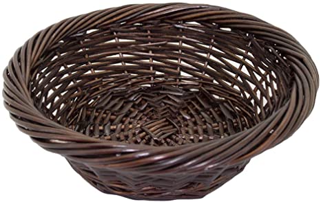 Kingwillow, Wicker Basket Small Fruit Basket Bread Tray Storage Basket, Fruit bowl, Round Stackable Basket, Light weight(1Piece, Dark brown C)