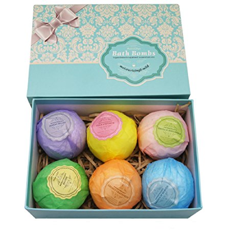 Bath Bombs Ultra Lush Gift Set By NATURAL SPA - 6 XXL All Natural Fizzies With Dead Sea Salt Cocoa And Shea Essential Oils - Best Gift Idea For Birthday, Mom, Girl, Him, Kids - Add To Bath Basket