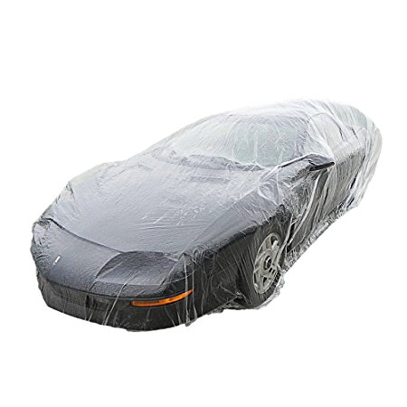 Signstek Disposable Plastic Car Cover---Dust Cover/ Rain Cover/ Paint Cover/ ---for All Cars (Large)