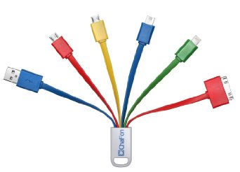 Chafon Latest Premium All-in-One USB Accelerated Charging Multiple Cables for Android & iPhone Smartphones / iPad Tablets-Sync Charge Up To 5 Electronic Devices!(Colorful)