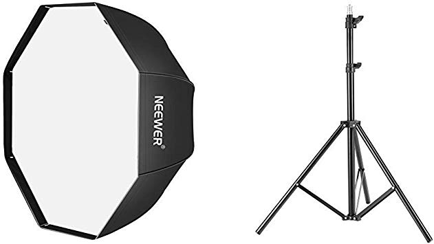 Neewer 47"/120cm Octagonal Speedlite, Studio Flash, Speedlight Umbrella Softbox with Carrying Bag for Portrait or Product Photography &  75"/6 Feet/190CM Photography Light Stands