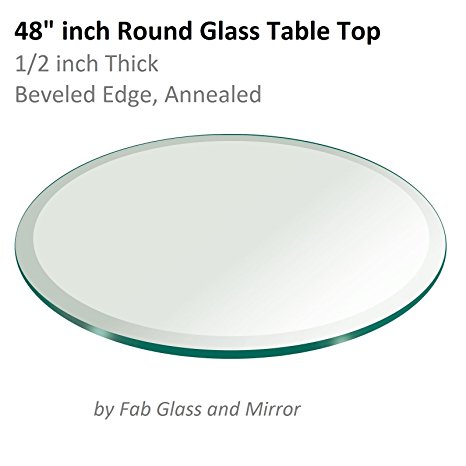 Glass Table Top: 48 inch Round 1/2 inch Thick Beveled Tempered