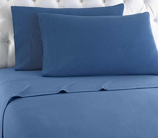 Shavel Home Products Micro Flannel Sheet Set, Full, Smokey Mountain Blue