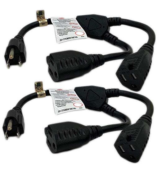 Cables Unlimited 16AWG (UL Listed) PWR-PSLIB-4 14" Outlet Xtender Power Cord Splitter (2-Pack)