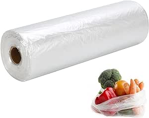 PAPRMA 12” x 20” Plastic Produce Bags 1 Roll, Clear Food Storage Bags 350pcs on a Roll, Clear Produce Bags for Food Vegetable Bread Fruit Meat