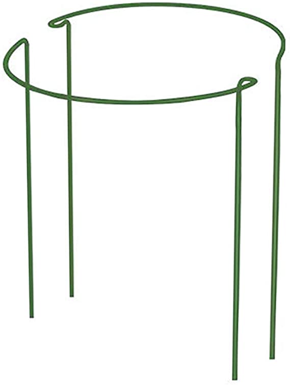 Hanobo 2 Pack Half Round Metal Garden Plant Support Ring Cage (10" Wide x 15.8" High)