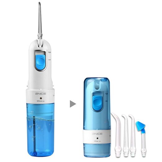 Water Flosser, 2NICE Oral Irrigator Collapsible Dental Care for Nasal Wash of 2 Modes Cordless Portable IPX6 Waterproof Rechargeable USB Charger (Blue)