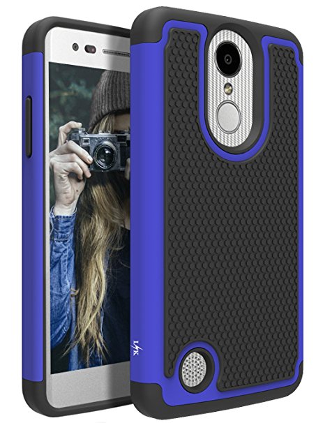 LG Aristo Case, LG Phoenix 3 Case, LG K8 2017 Case, LG Fortune Case, LG Risio 2 Case, LG Rebel 2 LTE Case, LK [Shock Absorption] Drop Protection Hybrid Armor Defender Protective Case Cover (Blue)