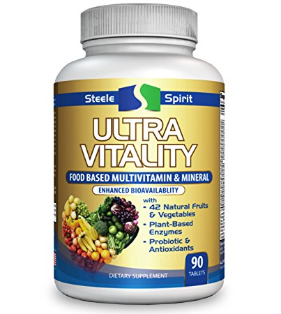 Daily Multivitamin For Women & Men Over 30 - Plus Enzymes - Probiotics - Whole foods - Antioxidants – Juice Extracts & Herbs - High Potency To Support Your Overall Health - Non GMO - By Steele Spirit