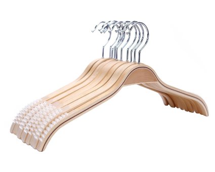 Minoniso Wooden Clothes Hangers,Non-Slip Suit Coat Hangers with Stainless Polished Chrome Hook,Natural Finished - 10 Pack