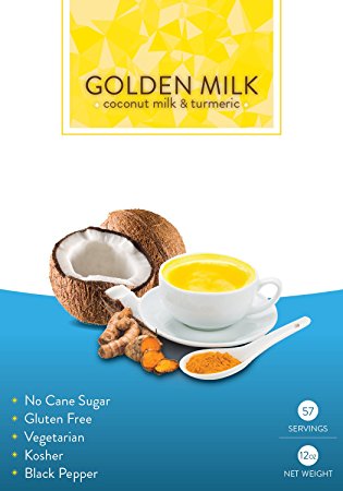 Golden Milk Turmeric Curcumin Coconut Milk Chai Latte Elixir With Black Pepper, Delicious Superfood Beverage, Coffee Creamer or Smoothie Mix, 57 Servings, 12 Ounce