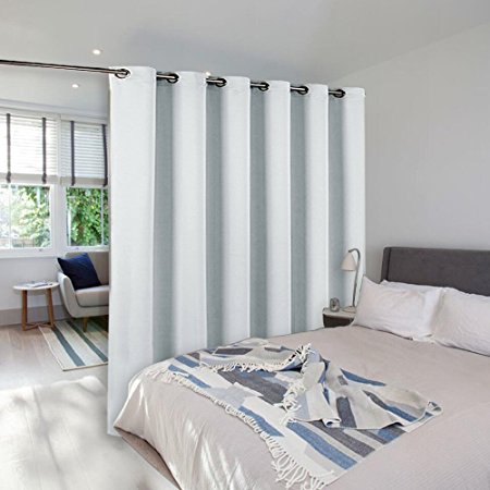 Room Dividers Curtains Screens Partitions - Nicetown Room Darkening Grommet Curtains Room Divider For Bookcase, Heavy - Duty Blackout Privacy Curtains (One Piece, 10ft wide x 8ft long, Greyish White)