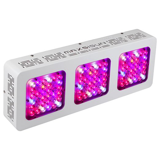 MAXSISUN M300 96x3W 12-band LED Grow Light - Dual Switches Full Spectrum with Secondary Optics Lens for Indoor Plants Veg and Bloom