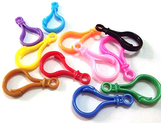 YOYOSTORE 20 Pc Mix Color Hard Plastic Lobster Clasps Claw Hook Key Ring Chain Keyring