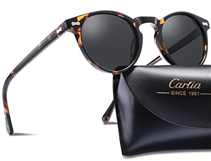 Vintage Round Sunglasses - Carfia Polarized Sunglasses for Women Men