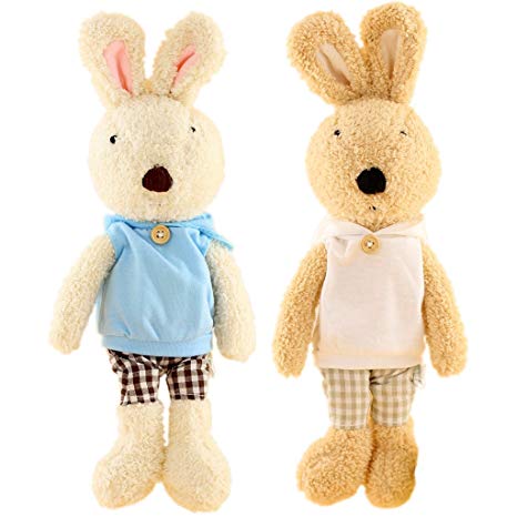 JIARU Plush Bunny Rabbits Stuffed Animals Toys,Fashion T-shirt,12 Inches,2PCS/SET