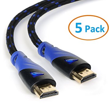 Aurum Ultra Series - High Speed HDMI Cable With Ethernet 5 PACK (30 Ft) - Supports 3D & Audio Return Channel [Latest Version] - 30 Feet - 5 Pack
