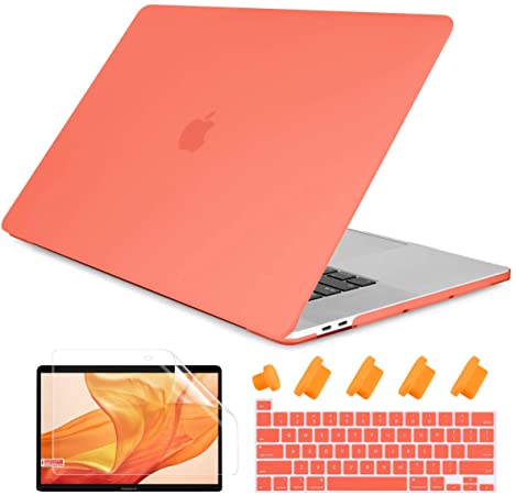 Dongke MacBook Pro 13 inch Case 2019 2018 2017 2016 Release A2159 A1989 A1706 A1708, Frosted Matte Plastic Hard Shell Cover for MacBook Pro 13 with Touch Bar Retina Display Living Coral