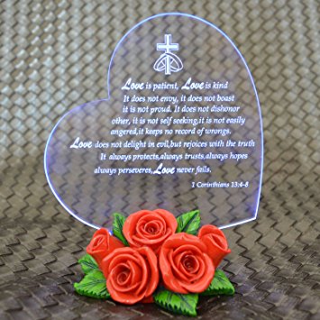 Giftgarden® Wedding Day Gifts Heart on LED Lighted Base Red Rose Statue