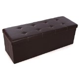 Songmics Faux Leather Folding Storage Ottoman Large Bench Brown Foot Rest Stool Seat Footrest 433x15x15 ULSF703