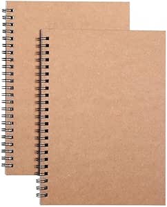 2 Pcs blank Spiral Notebooks, blank page notebook Wirebound Notepads 100 Pages (50 Sheets), 8.25" x 5.7"