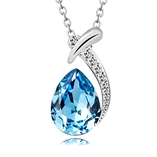 [DEAL OF THE DAY] T400 Jewelers Gold Plated Water Drop Swarovski Elements Crystal Pendant Necklace 17"