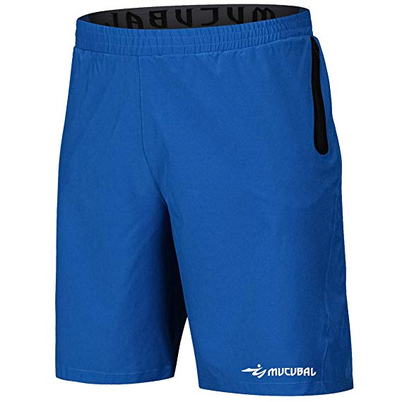 MUCUBAL Athletic Shorts Men Quick Dry Lightweight Running Sport Shorts with Reflective Zip Pockets