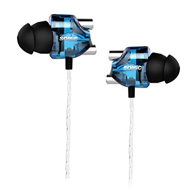 SOMIC V4 HiFi Sound Double Moving-Coil In-ear Earbud 3.5MM plug Music Mobile Headphone (Blue)